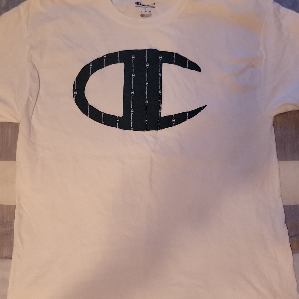 Champion White Tee with Black Logo